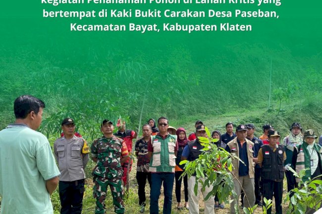 PENANAMAN POHON DI LAHAN KRITIS KAKI BUKIT CARAKAN DESA PASEBAN KECAMATAN BAYAT