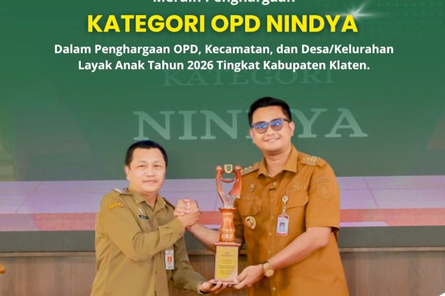 DLH KABUPATEN KLATEN MERAIH PENGHARGAAN KATEGORI OPD NINDYA
