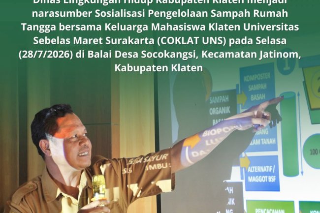 SOSIALISASI PENGELOLAAN SAMPAH RUMAH TANGGA DI BALAI DESA SOCOKANGSI KECAMATAN JATINOM