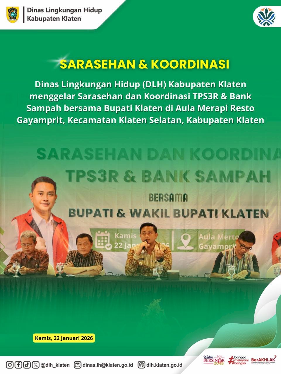 SARASEHAN & KOORDINASI TPS3R & BANK SAMPAH BERSAMA BUPATI KLATEN