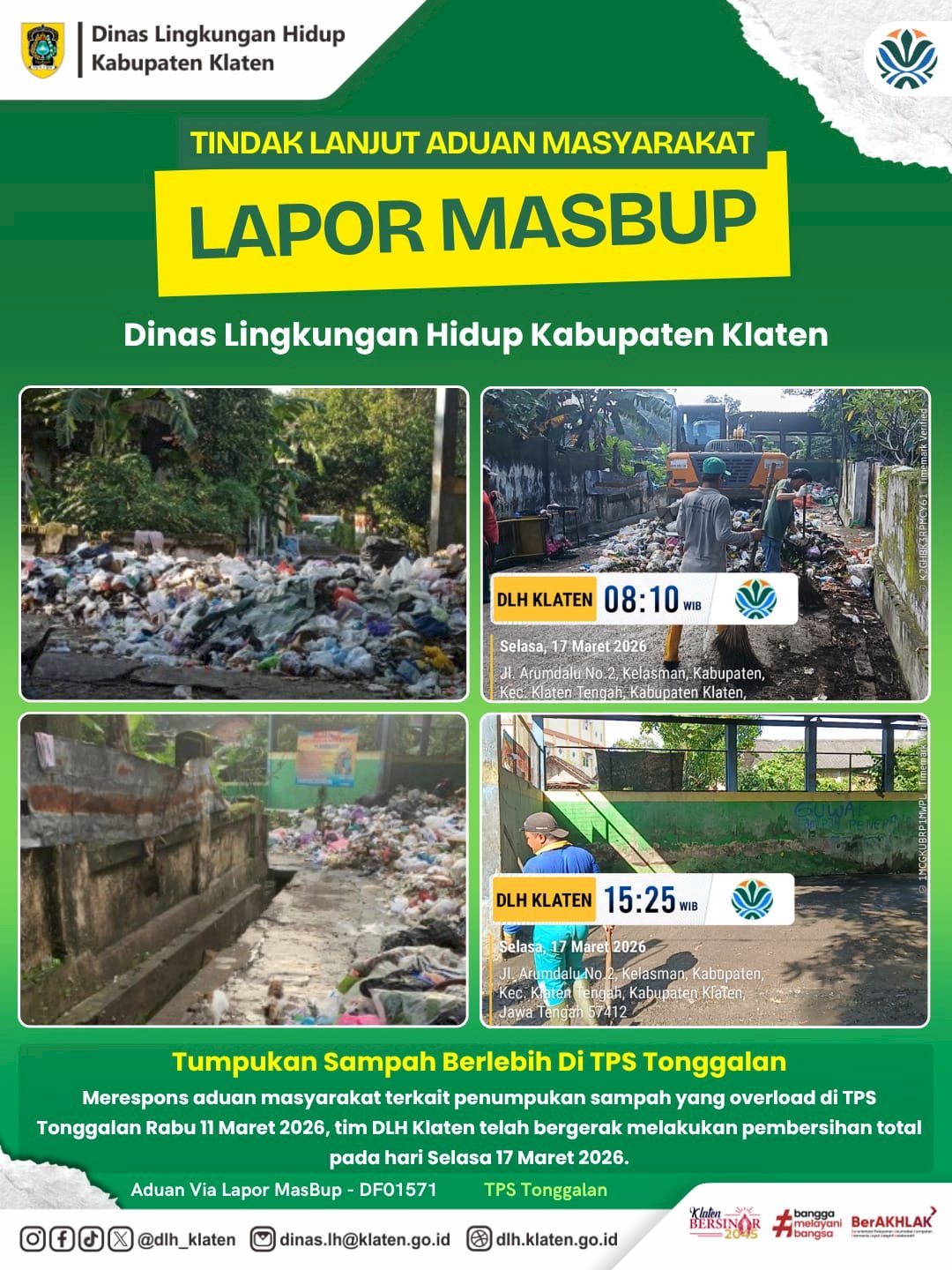 TINDAK LANJUT ADUAN MASYARAKAT DI TPS TONGGALAN