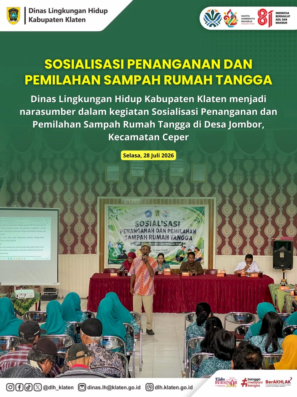 SOSIALISASI PENANGANAN DAN PEMILAHAN SAMPAH RUMAH TANGGA DI DESA JOMBOR