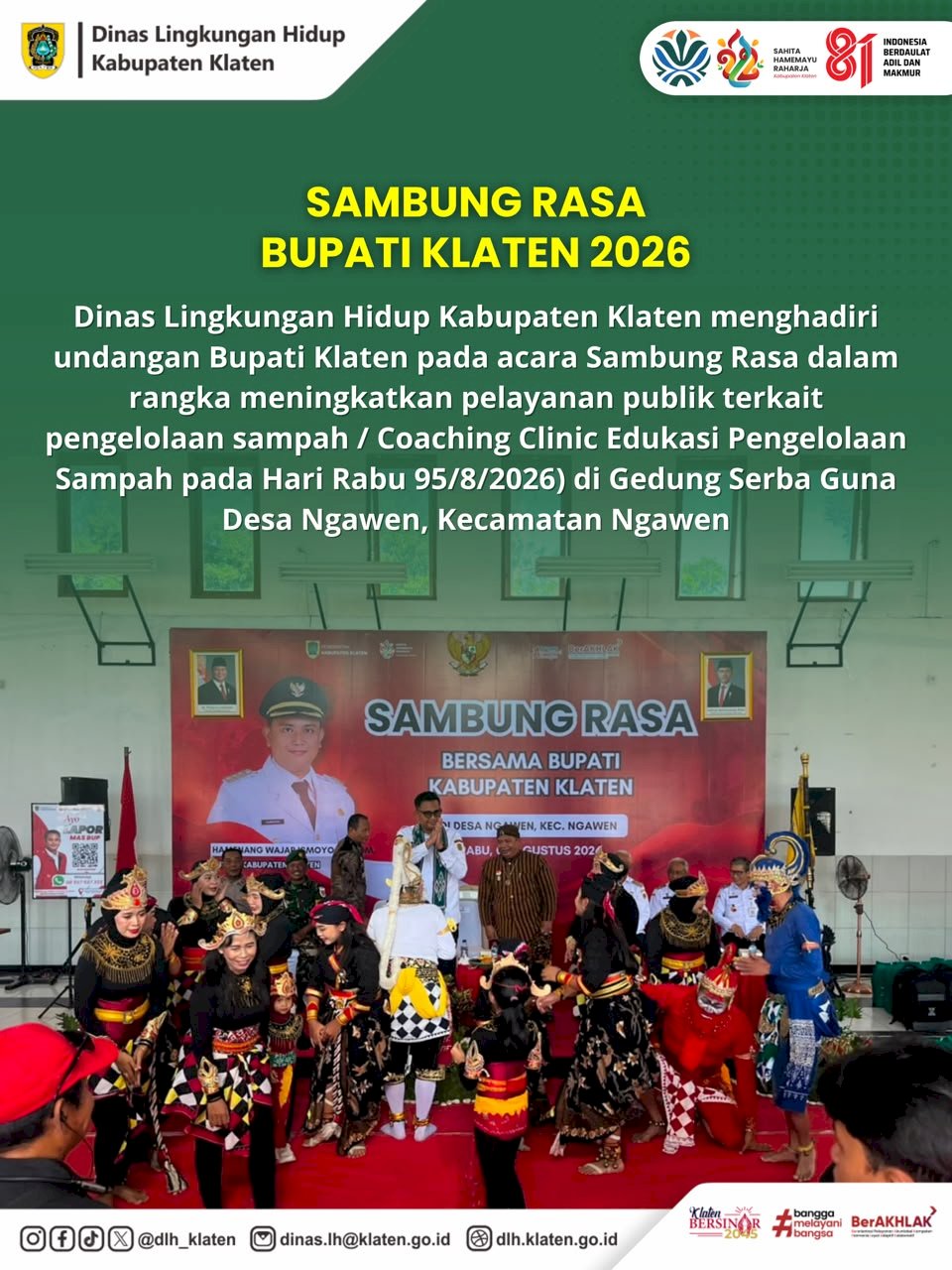SAMBUNG RASA BUPATI KLATEN 2026 DALAM RANGKA EDUKASI PENGELOLAAN SAMPAH DI DESA NGAWEN KECAMATAN NGAWEN