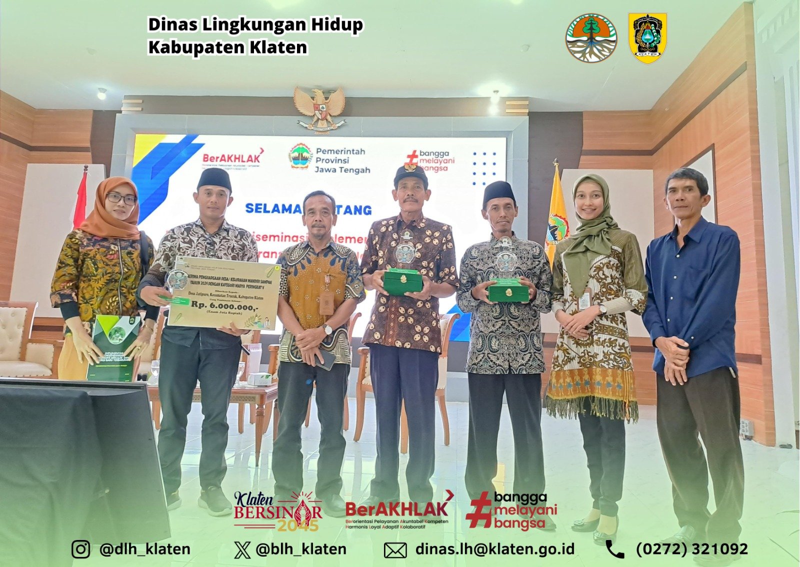 3 DESA DI KLATEN MENDAPATKAN PENGHARGAAN DESA MANDIRI SAMPAH OLEH DLHK PROVINSI JAWA TENGAH