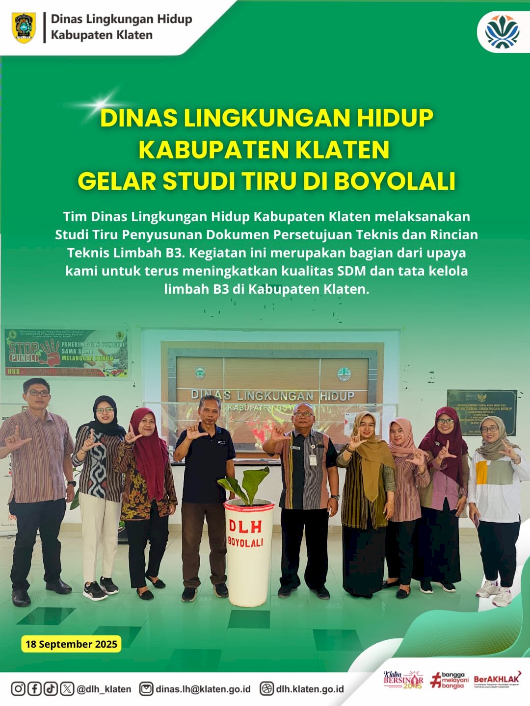 STUDI TIRU PENYUSUNAN DOKUMEN PERSETUJUAN TEKNIS DAN RINCIAN TEKNIS LIMBAH B3 KE DLH KABUPATEN BOYOLALI