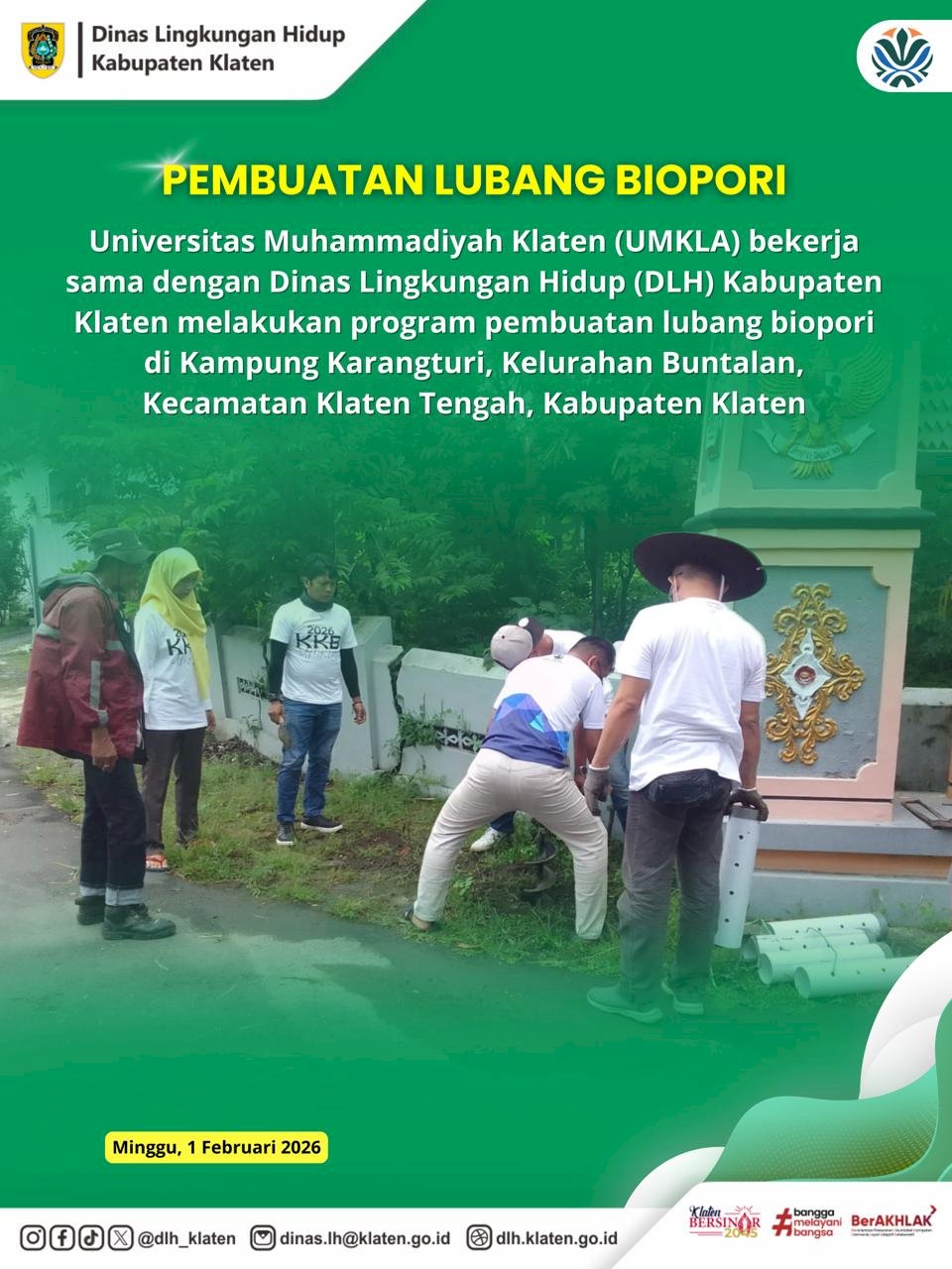 PEMBUATAN LUBANG BIOPORI BERSAMA UNIVERSITAS MUHAMMADIYAH KLATEN DI KECAMATAN KLATEN TENGAH