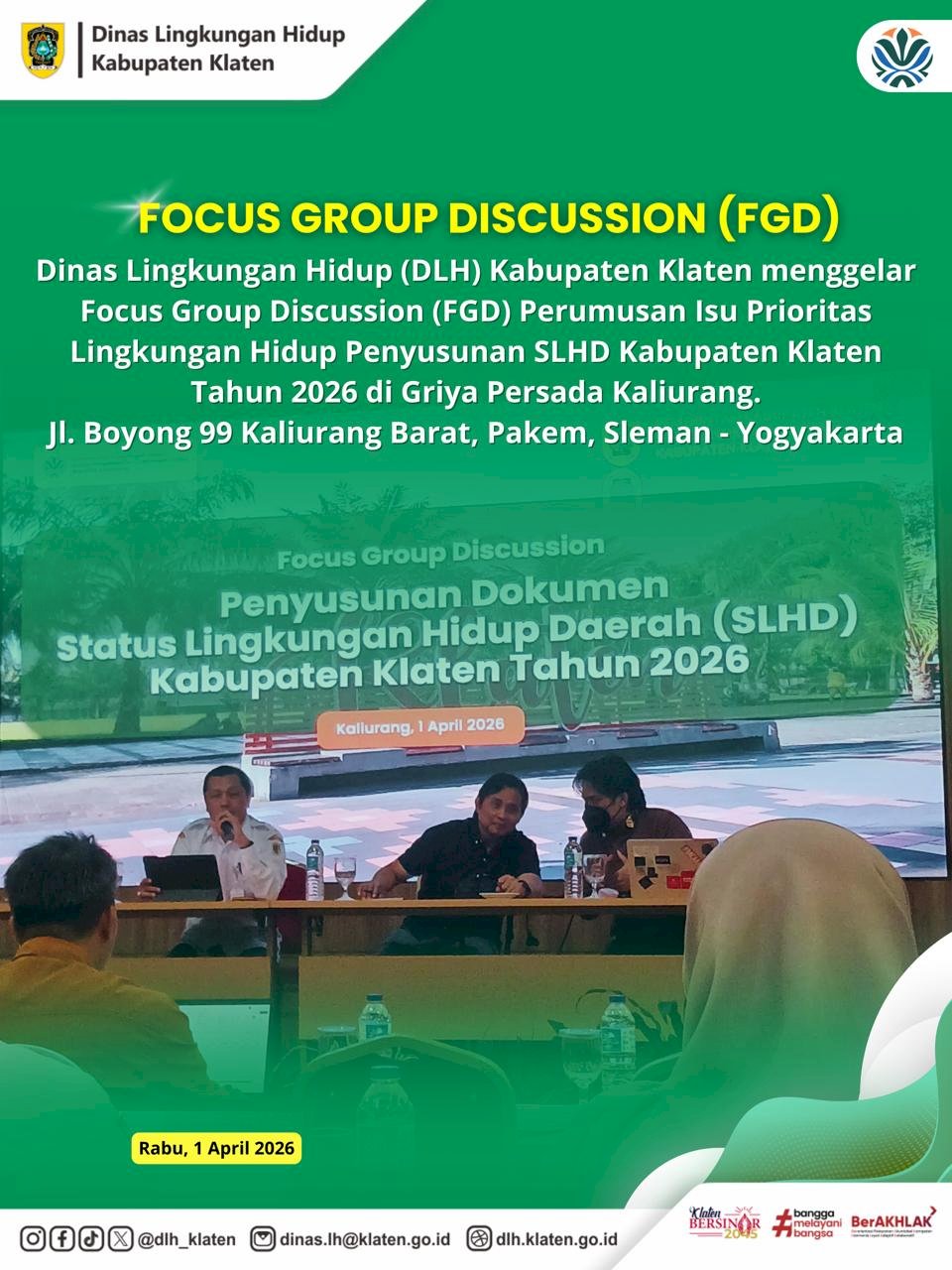 DLH KABUPATEN KLATEN GELAR FGD PERUMUSAN ISU PRIORITAS LINGKUNGAN HIDUP PENYUSUNAN SLHD KABUPATEN KLATEN TAHUN 2026