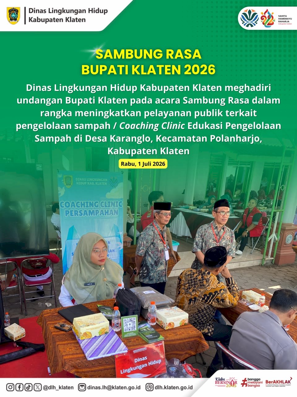 SAMBUNG RASA BUPATI KLATEN DAN EDUKASI PENGELOLAAN SAMPAH DI DESA KARANGLO KECAMATAN POLANHARJO
