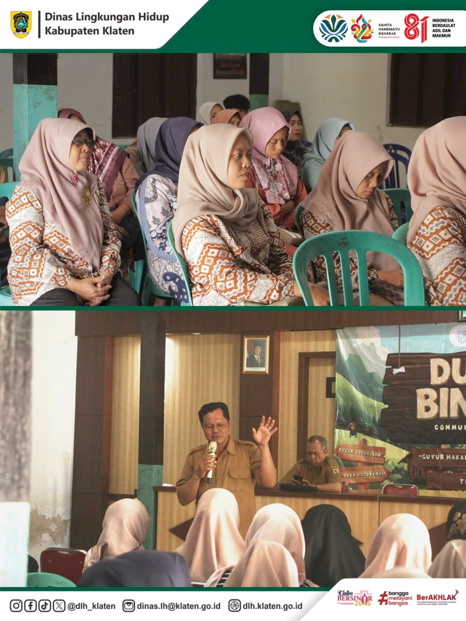 SOSIALISASI PENGELOLAAN SAMPAH RUMAH TANGGA DI BALAI DESA SOCOKANGSI KECAMATAN JATINOM